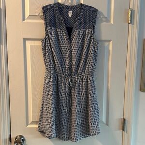 Gap Geometric Sleeveless Dress - Navy and White (S)